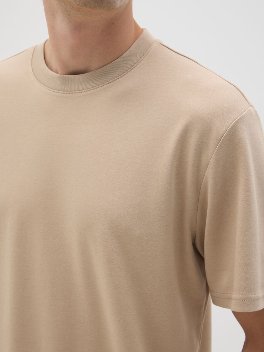 Beige Pure Cotton Relaxed Fit T-Shirt_3