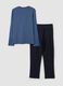 Blue pure organic cotton V-neck pyjamas_1