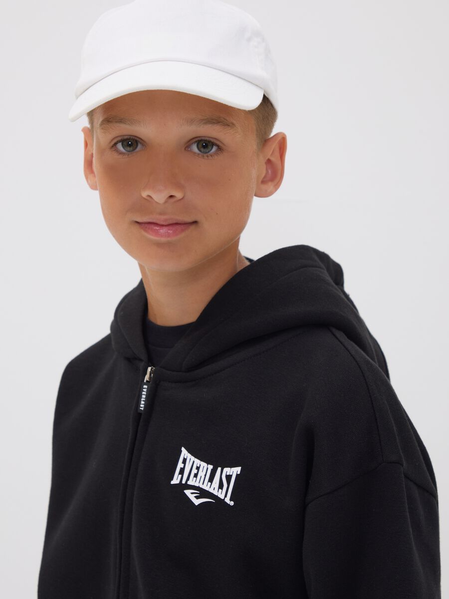 Black cotton-blend hooded zip hoodie_2