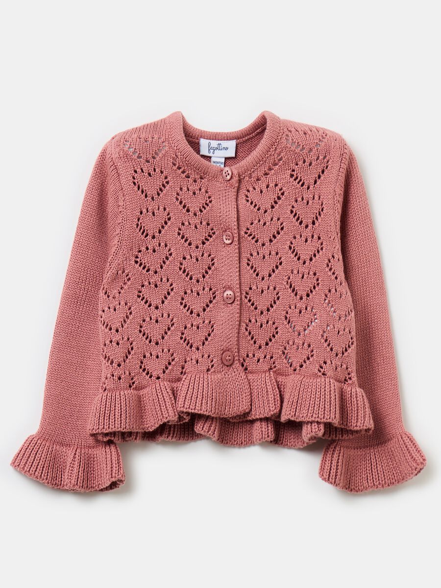 Knit cardigan with openwork design_0