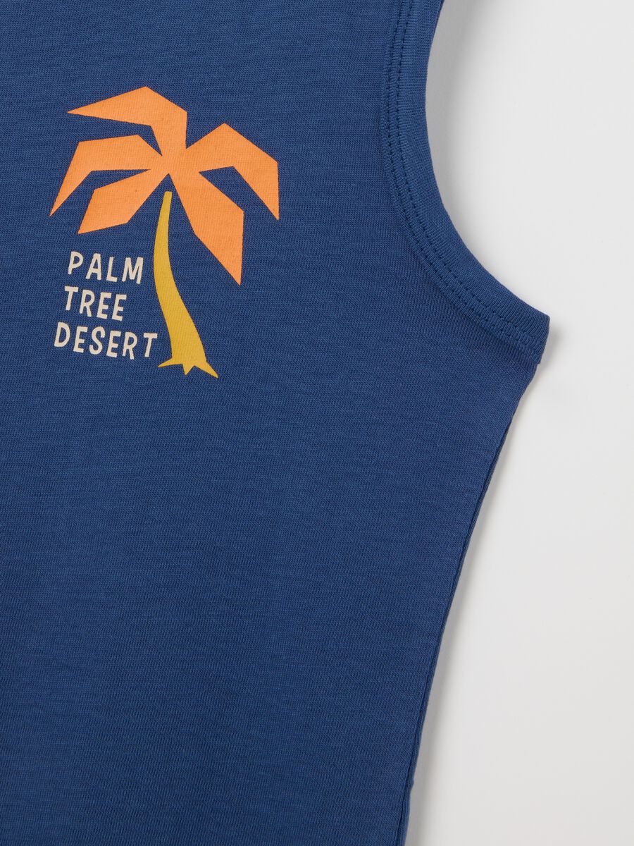 Canotta da bambino in puro cotone blu regular fit_2