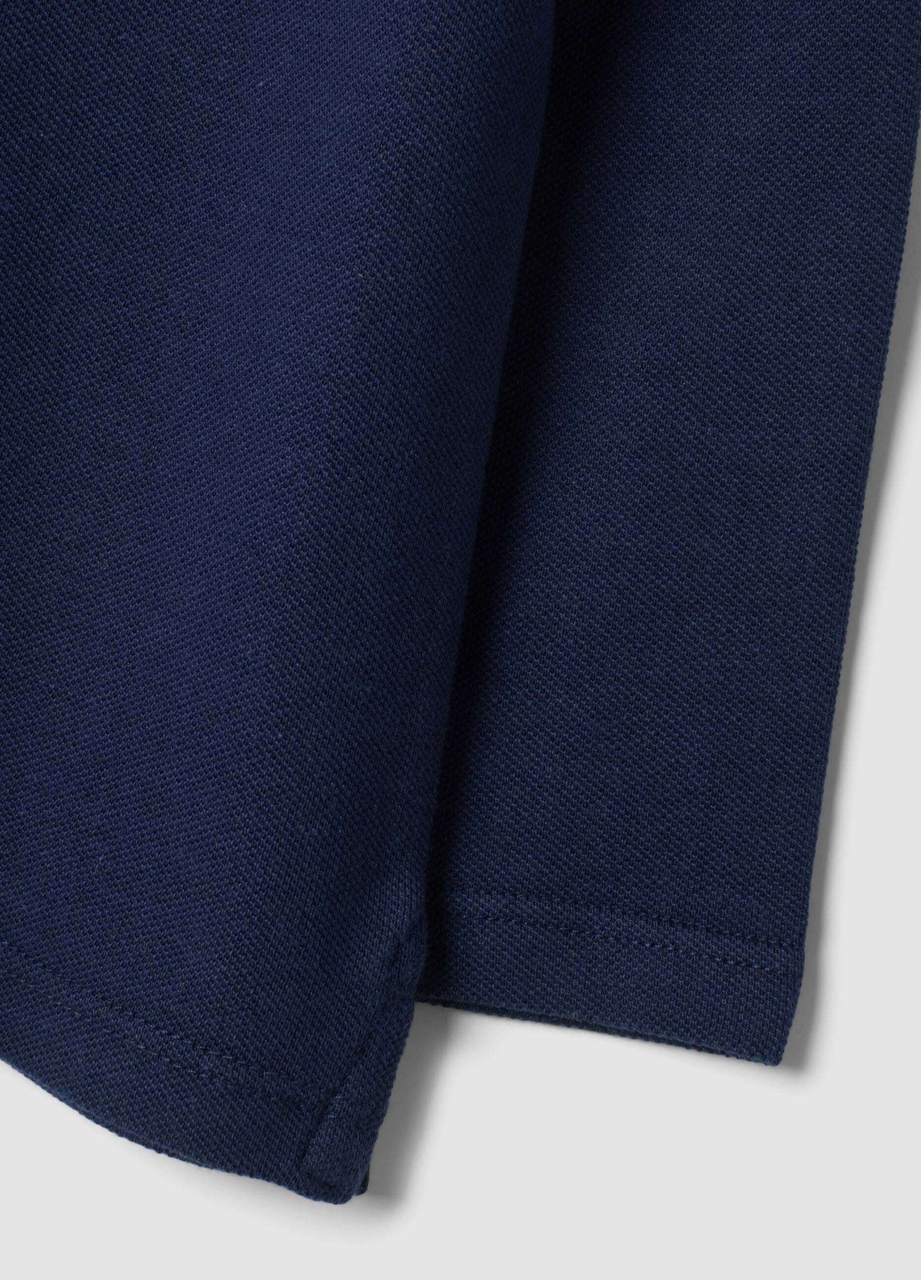 Navy pure cotton polo shirt with polo collar and Christmas embroidery
