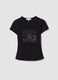 Black fitted stretch-cotton T-shirt with rhinestone embellishment_4