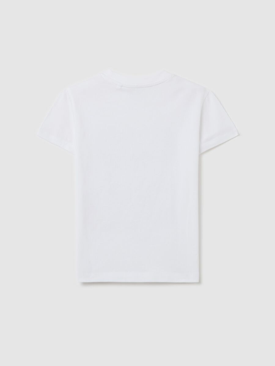 T-shirt bianca in cotone elasticizzato con stampa _4
