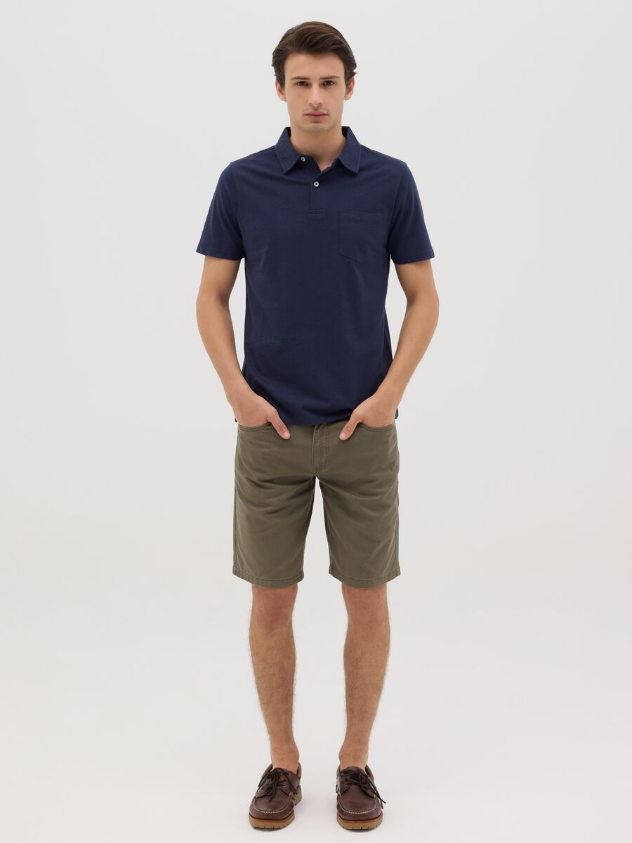Stretch Cotton Bermuda Shorts in Green by Ovs_0
