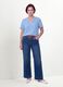 Blue striped pure viscose blouse with Mandarin collar, regular fit_0