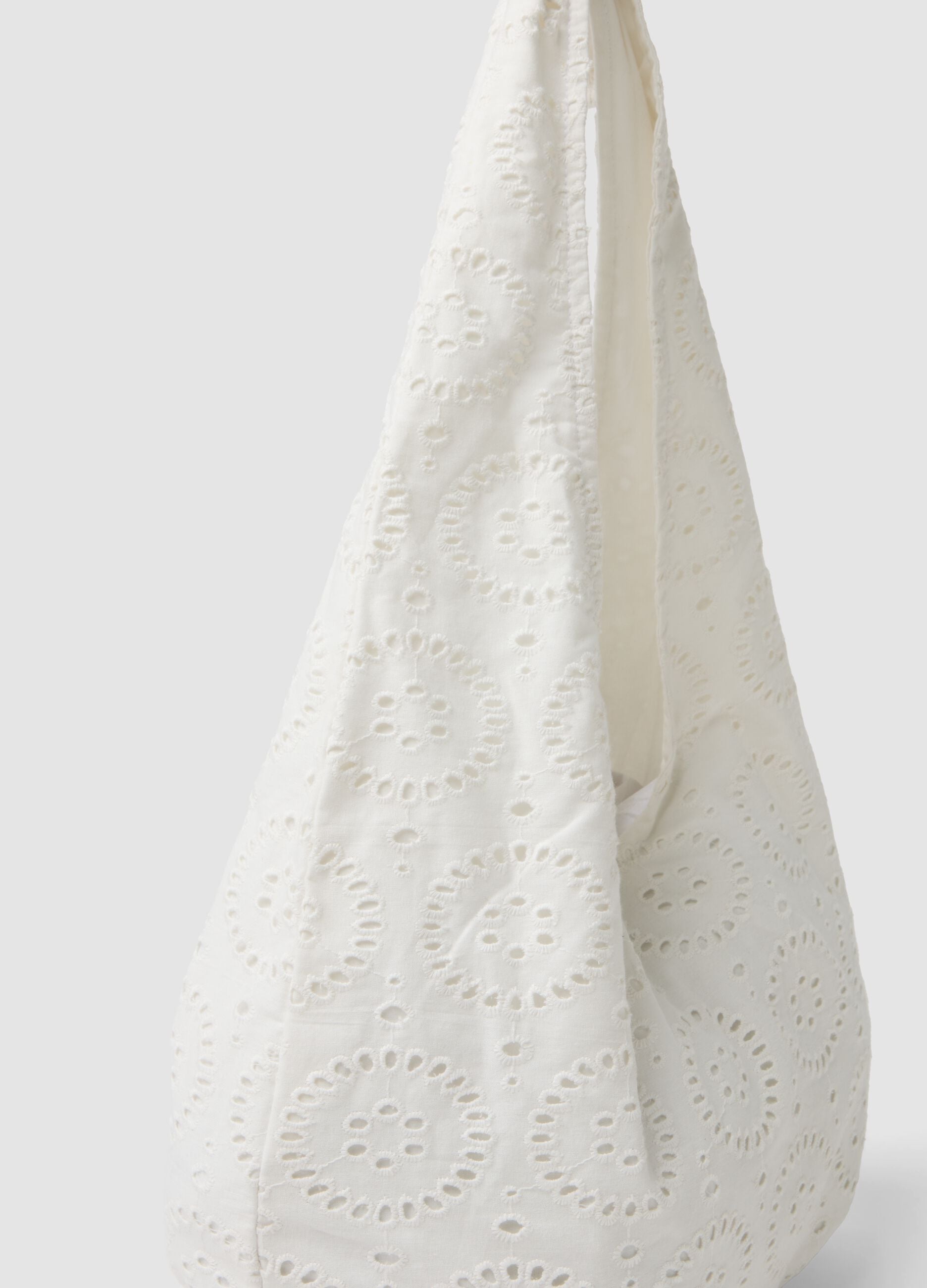 White broderie anglaise cotton beach bag