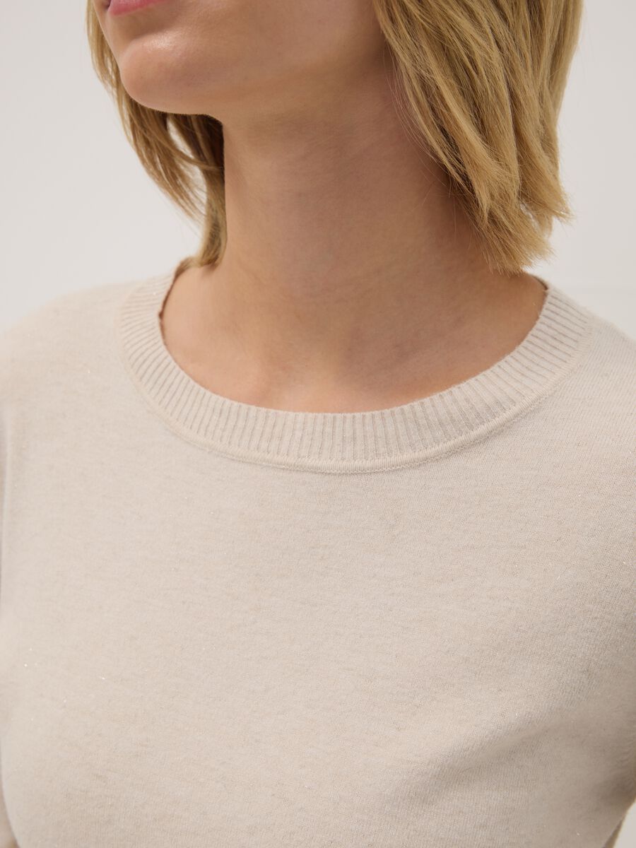 Beige viscose-blend jumper with m&eacute;lange yarns_2