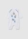 White baby romper in pure cotton with print_0