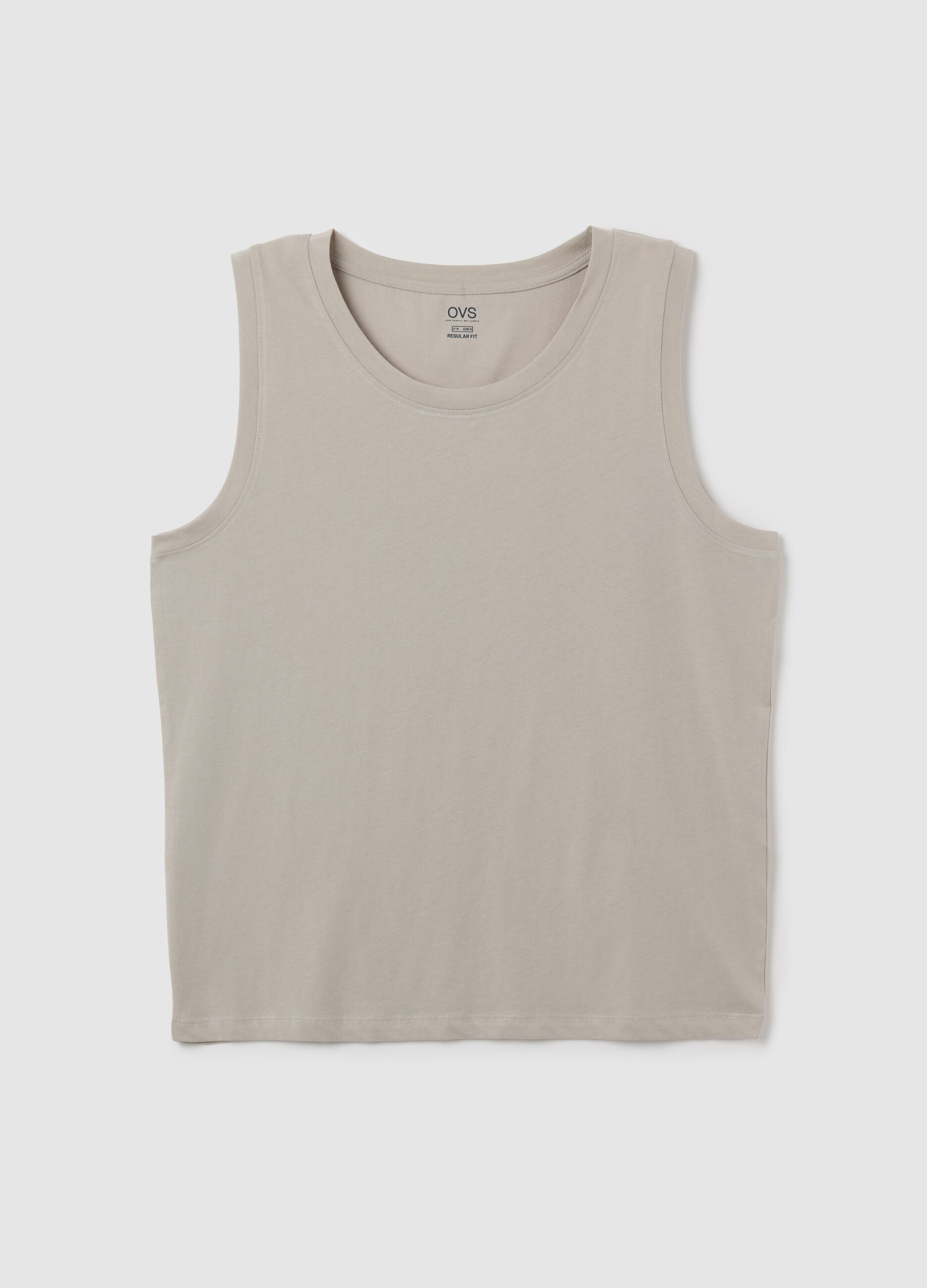 Canotta oversize da uomo in puro cotone beige regular fit