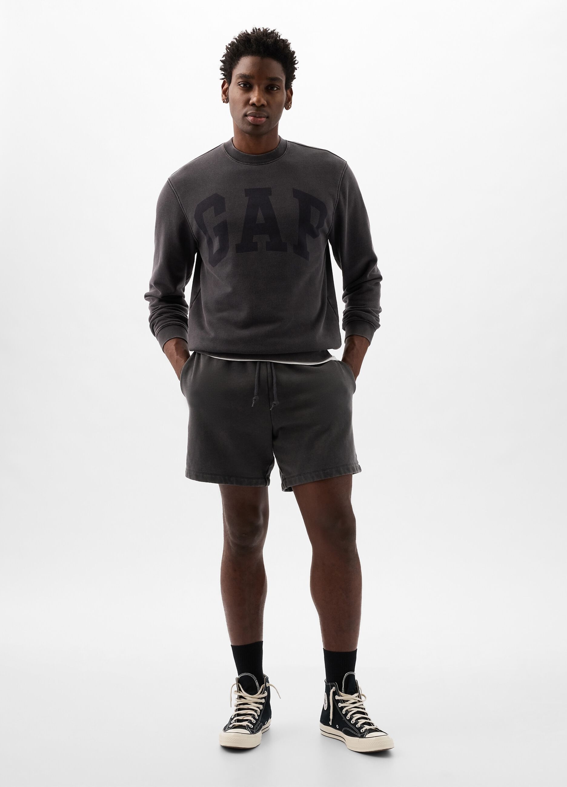 Bermuda joggers in fleece with drawstring