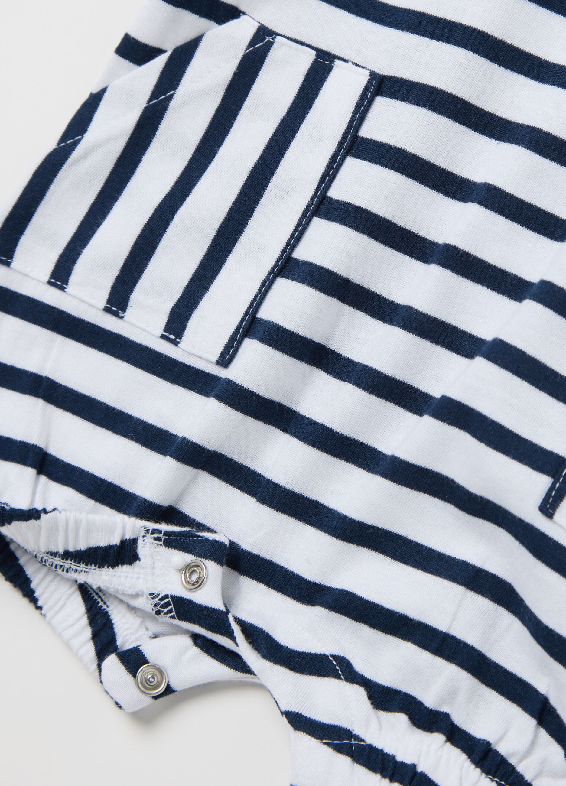 Cotton onesie with white and blue stripes