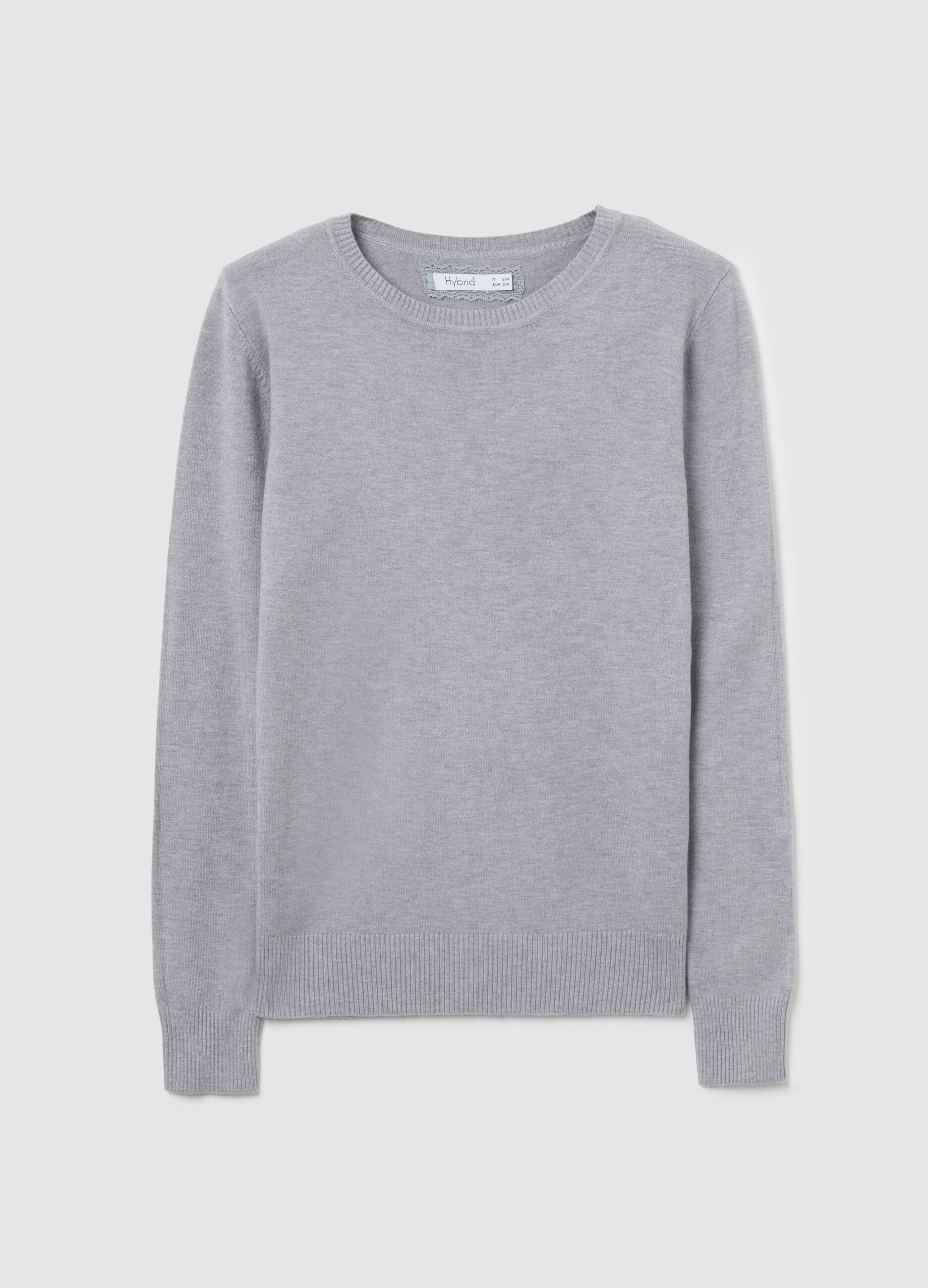 Grey crew neck jumper with long sleeves
