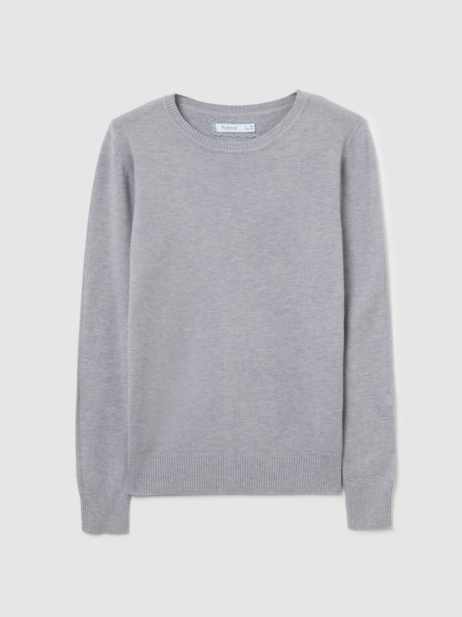 Grey crew neck jumper with long sleeves_0