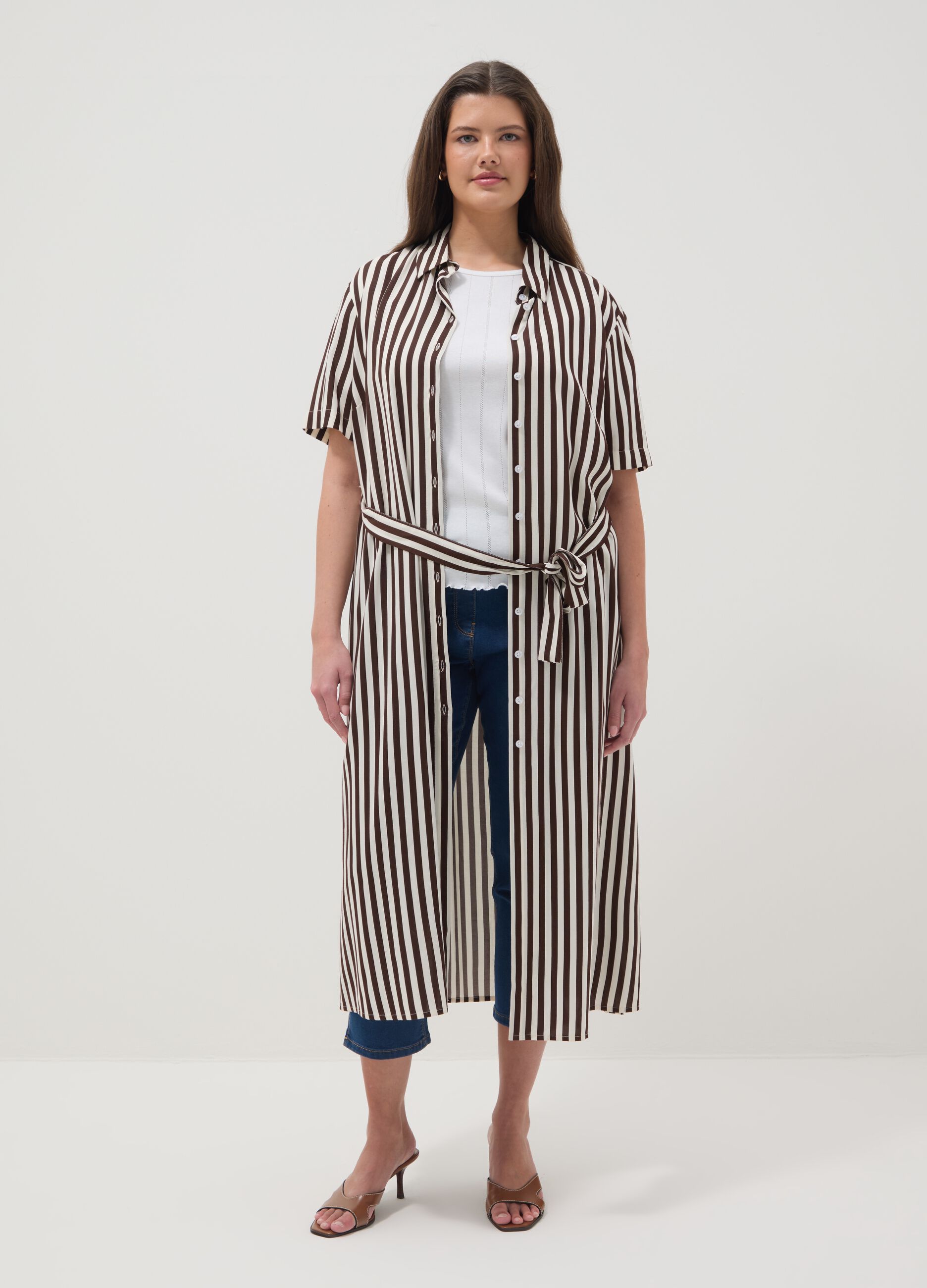 Slim fit blue stretch cotton blend trousers