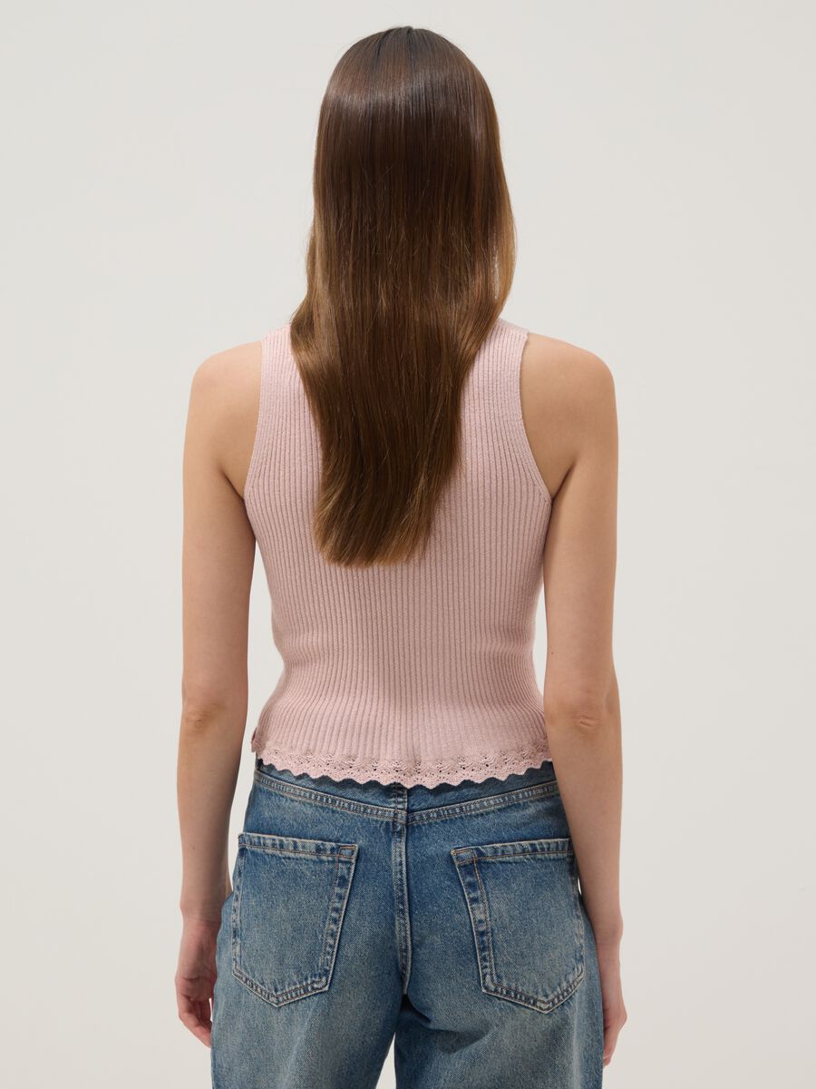 Pink fitted viscose-blend top_3