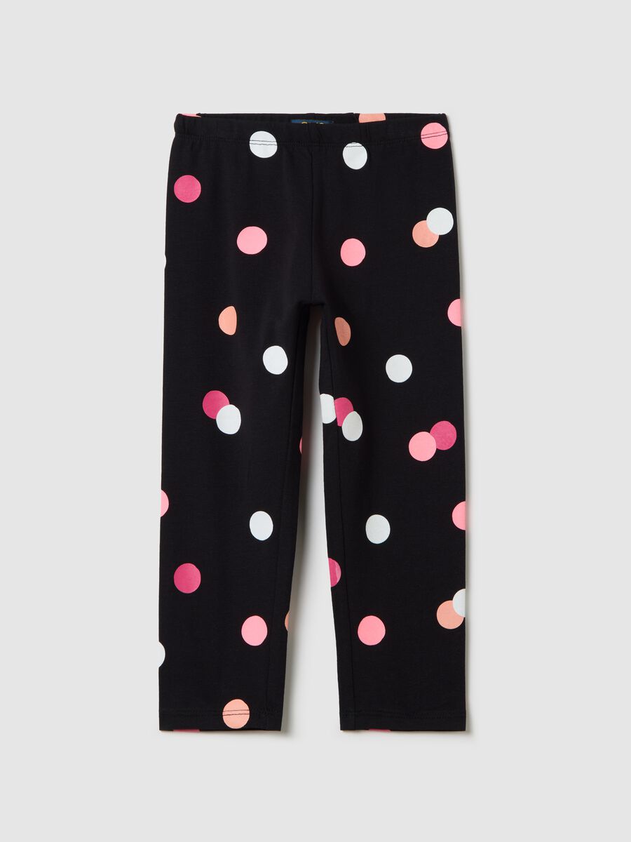 Black three-quarter leggings in stretch cotton_0