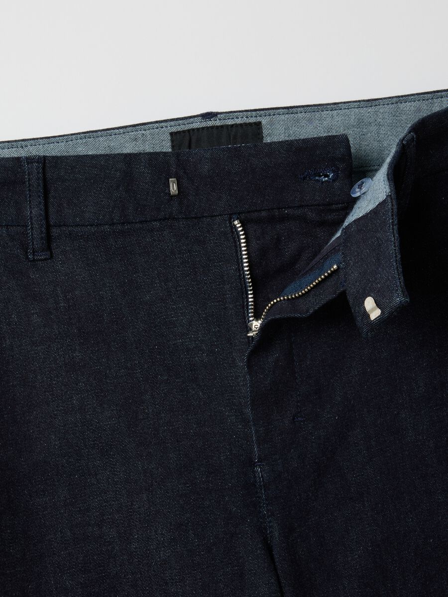 Blue Slim Fit Cotton Blend Chino Trousers_5