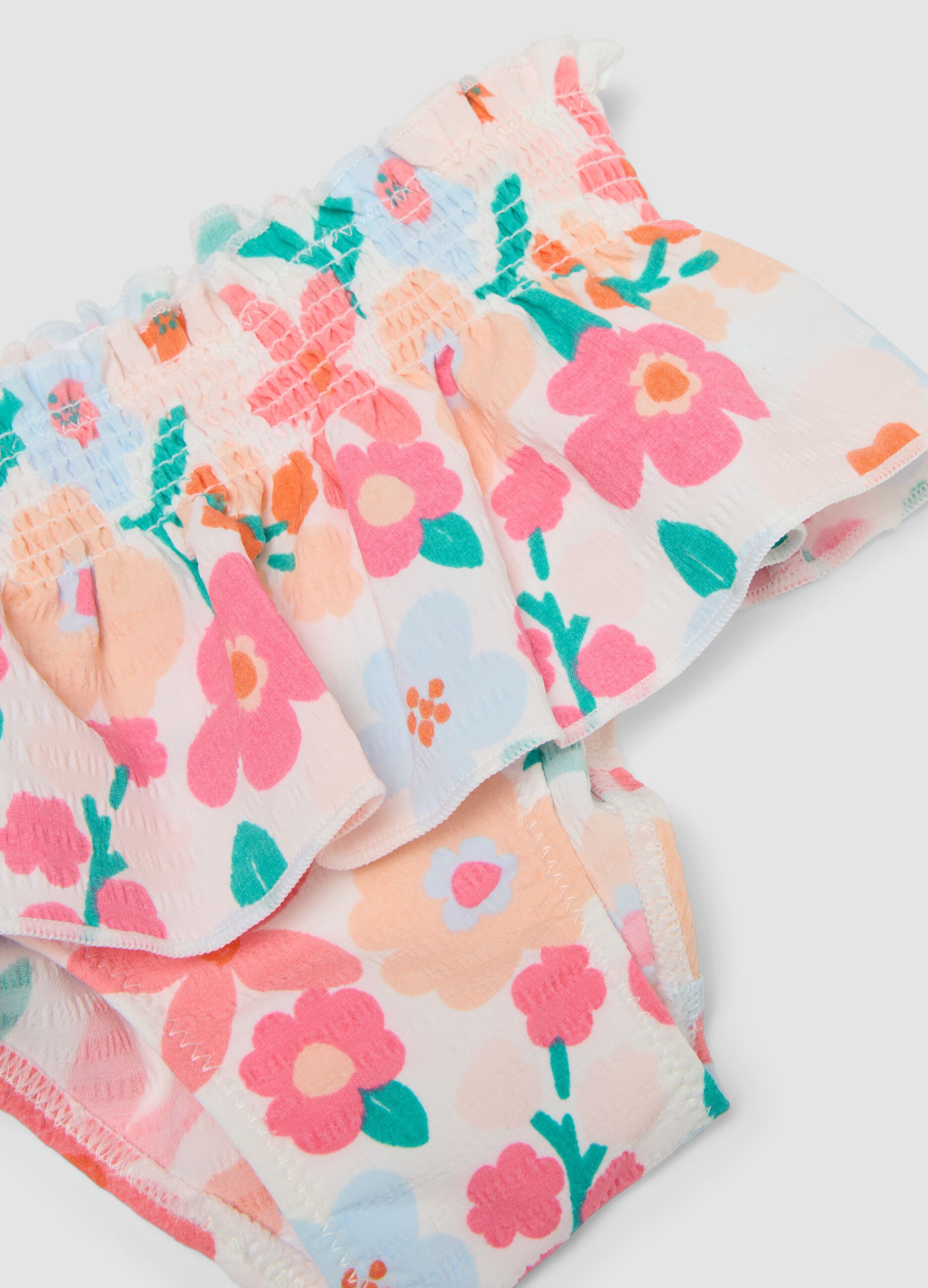 Multicolour Stretch Fabric Bikini with Ruffles