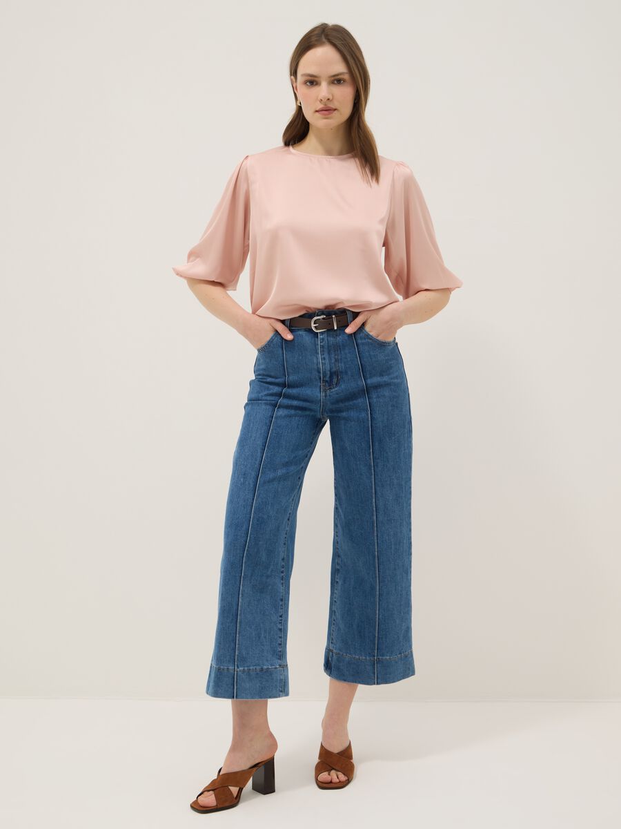 Maglia a maniche lunghe rosa regular fit con chiusura a goccia_1