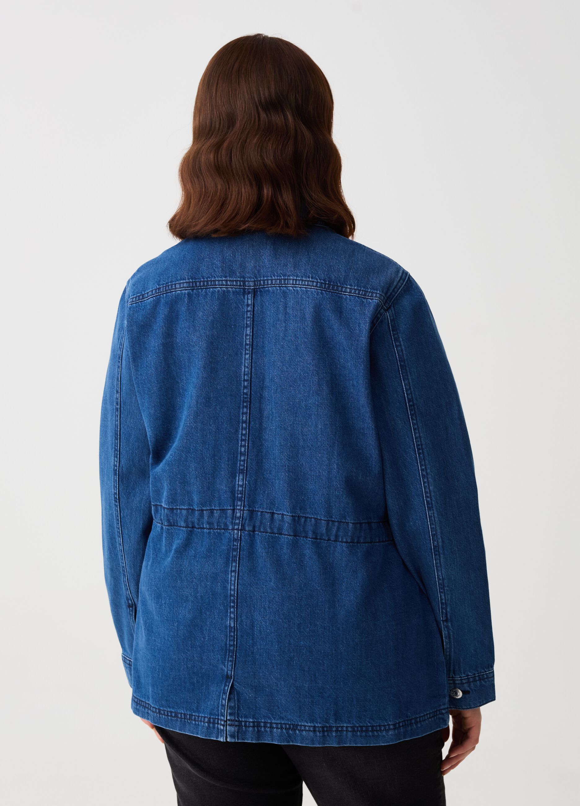 Curvy denim shacket