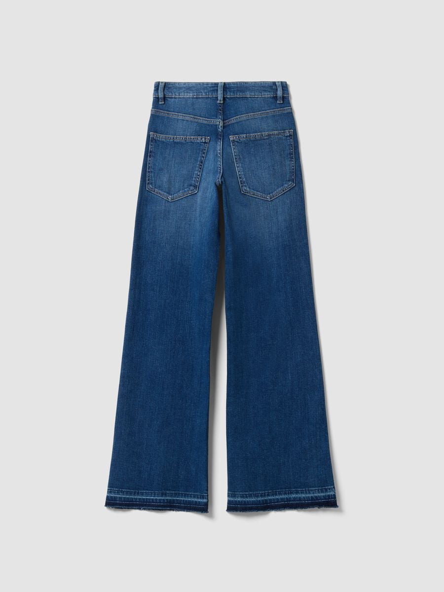 Blue wide-leg stretch cotton jeans_2