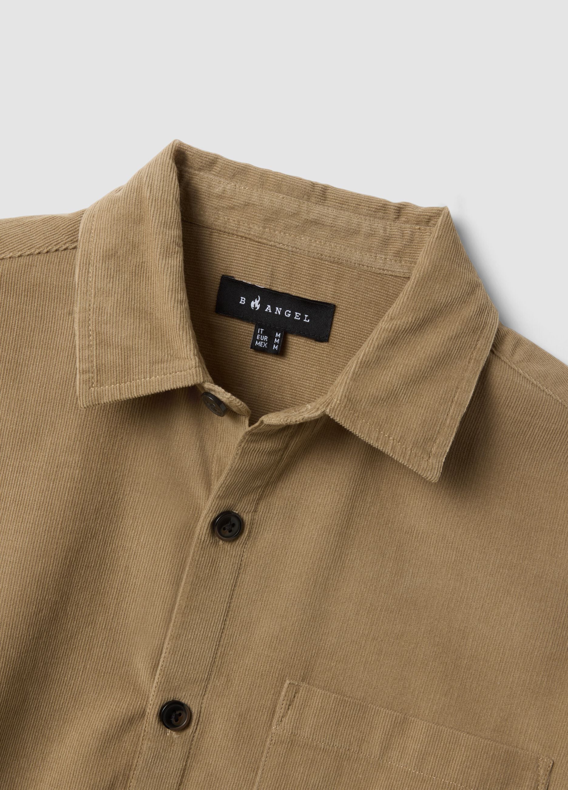 Beige pure cotton poplin shirt with oversized fit
