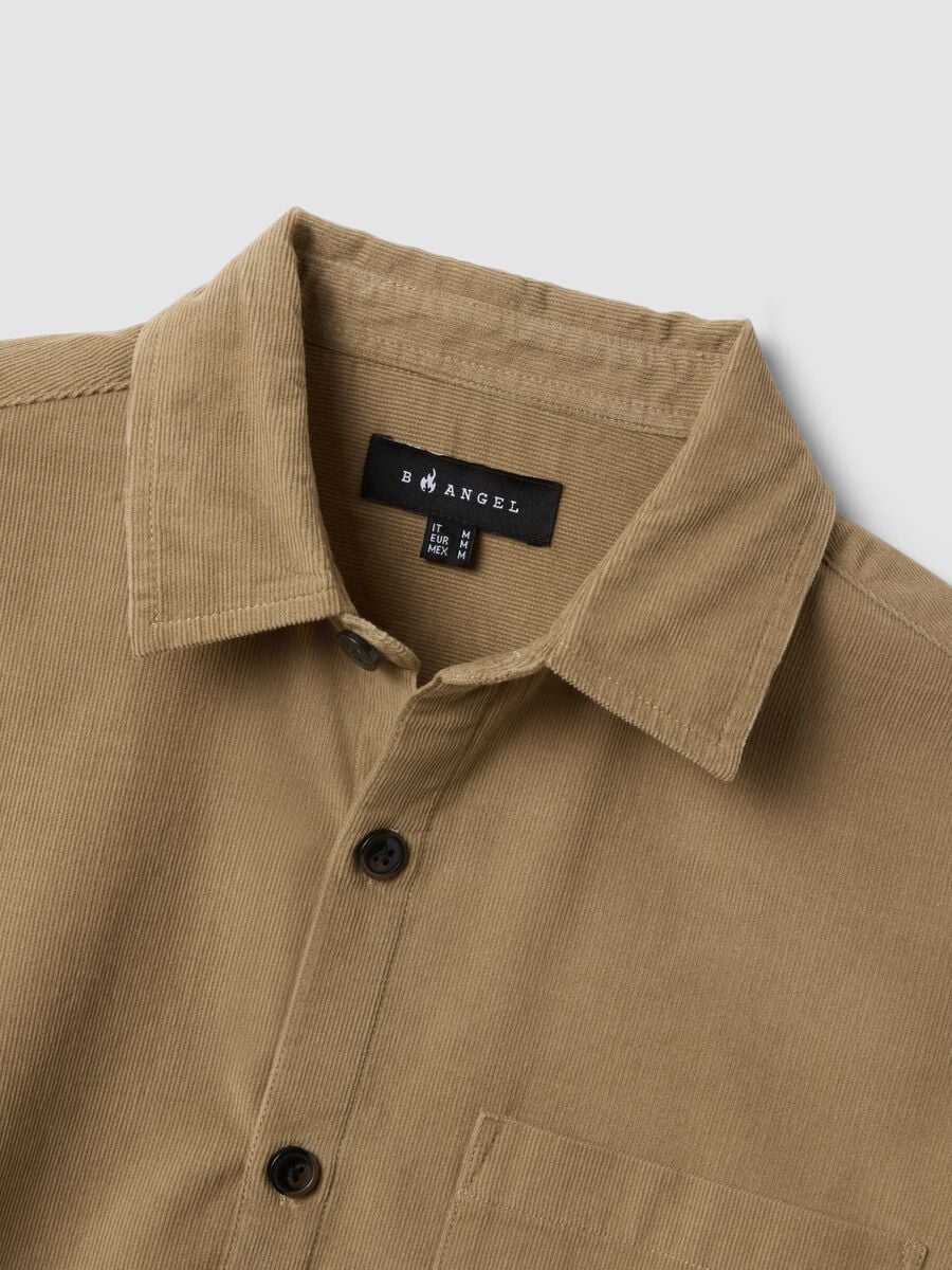 Camicia popeline beige in puro cotone over fit_1