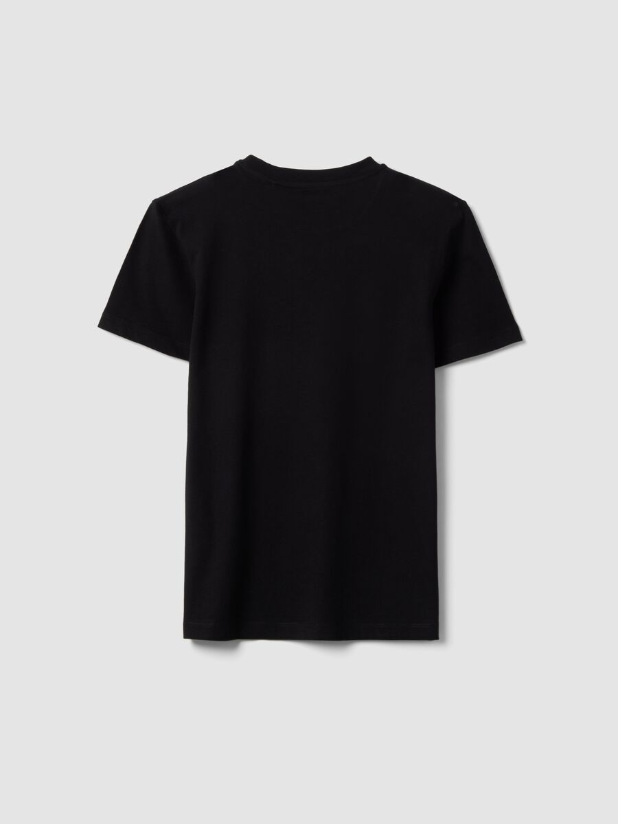 T-shirt in puro cotone nera da ragazzo regular fit con scritta Swag_4