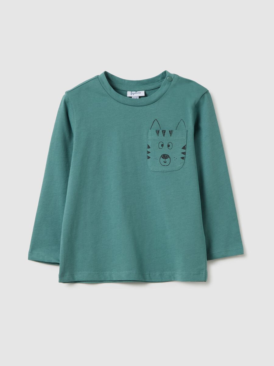 T-shirt in puro cotone verde regular fit_0