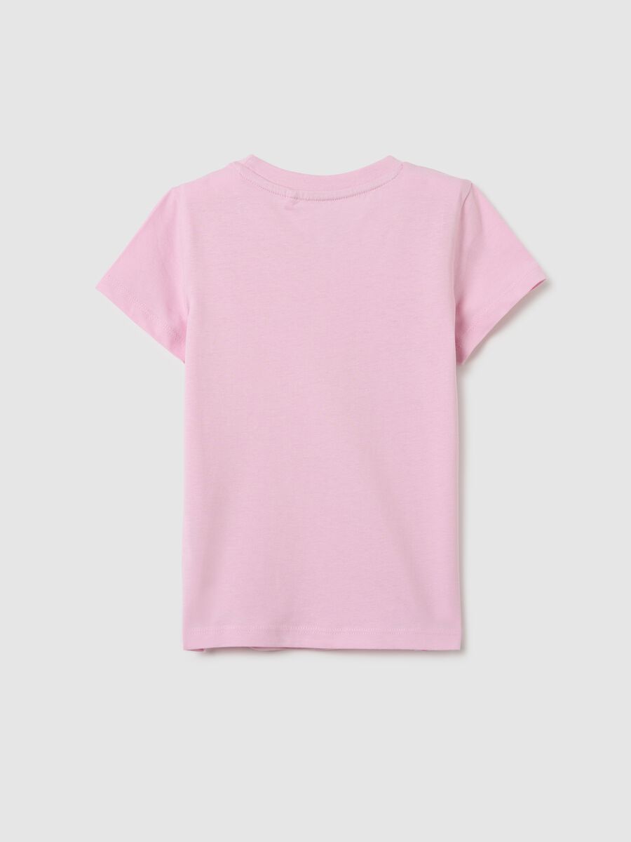 Girls' pink pure cotton regular fit T-shirt_1