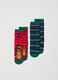 Multicolour Christmas Long Socks Twin Pack for Children in Cotton Blend_0