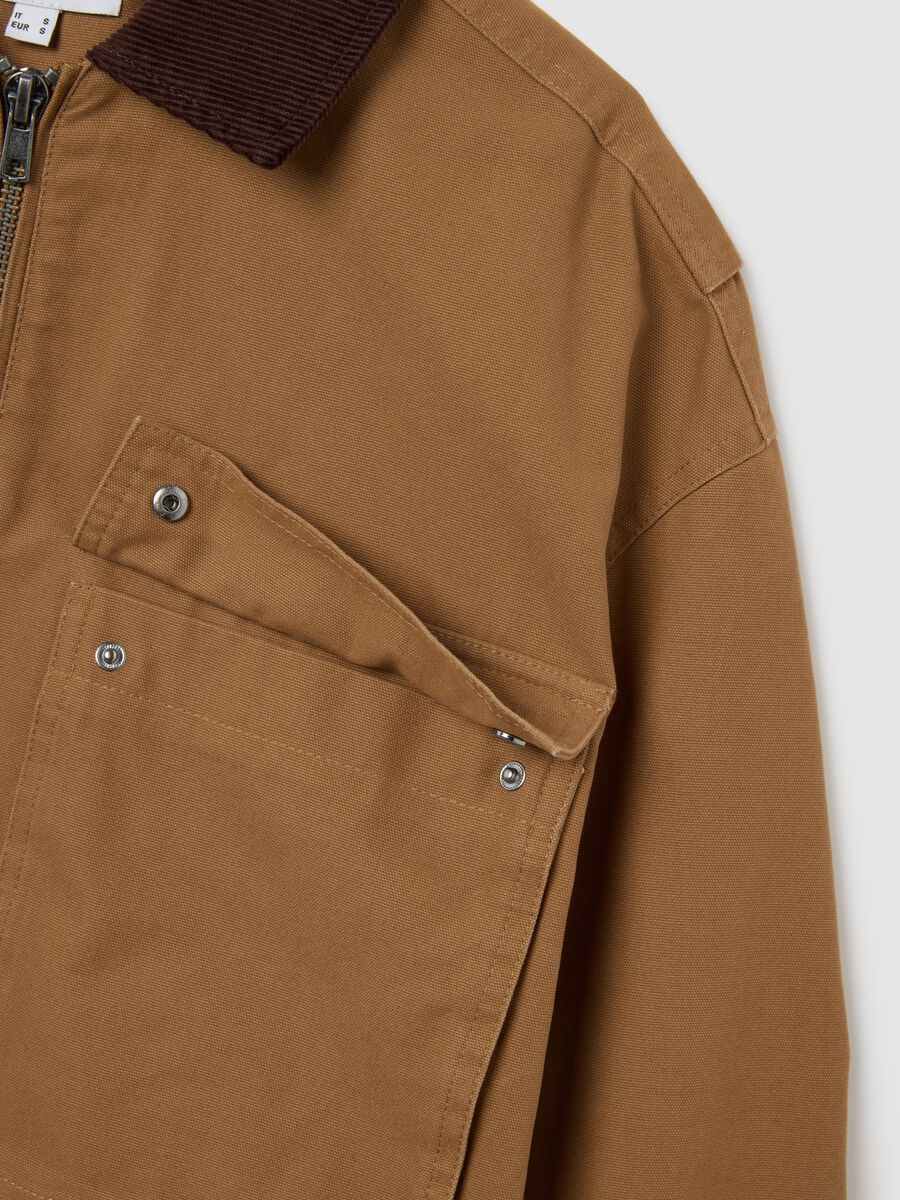 Giacca in puro cotone marrone regular fit_6