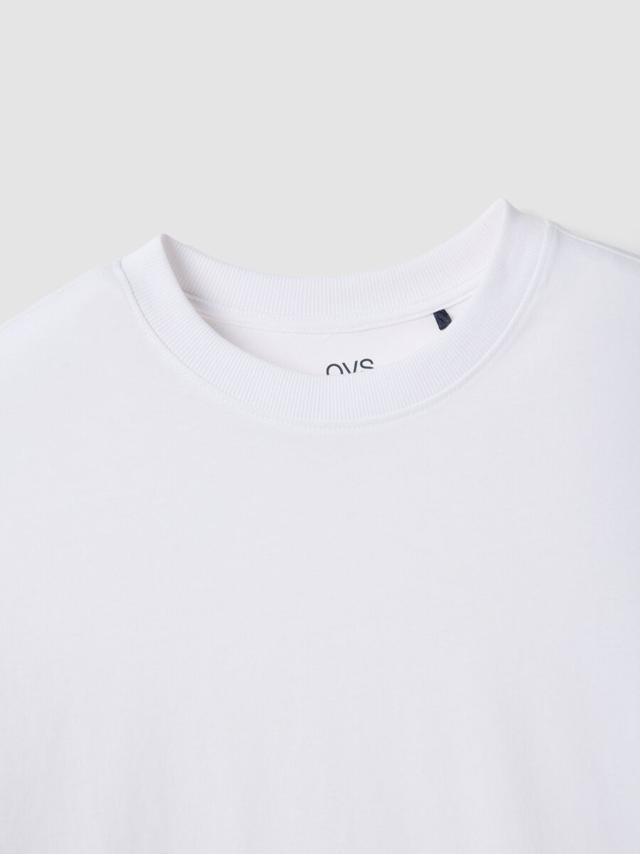 White Pure Cotton Short Sleeve Oversize Fit T-shirt_5