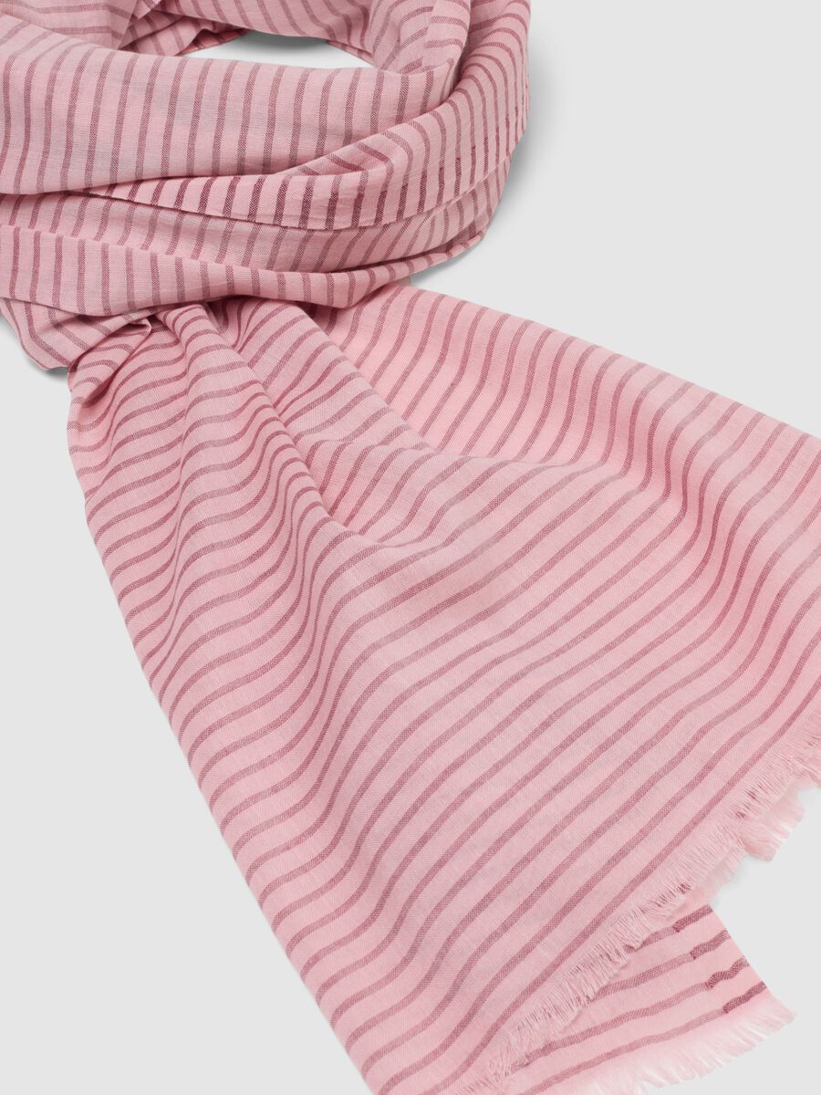 Light striped pink cotton blend scarf_1
