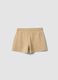 Girls&rsquo; beige shorts in pure organic cotton with elasticated waistband_1