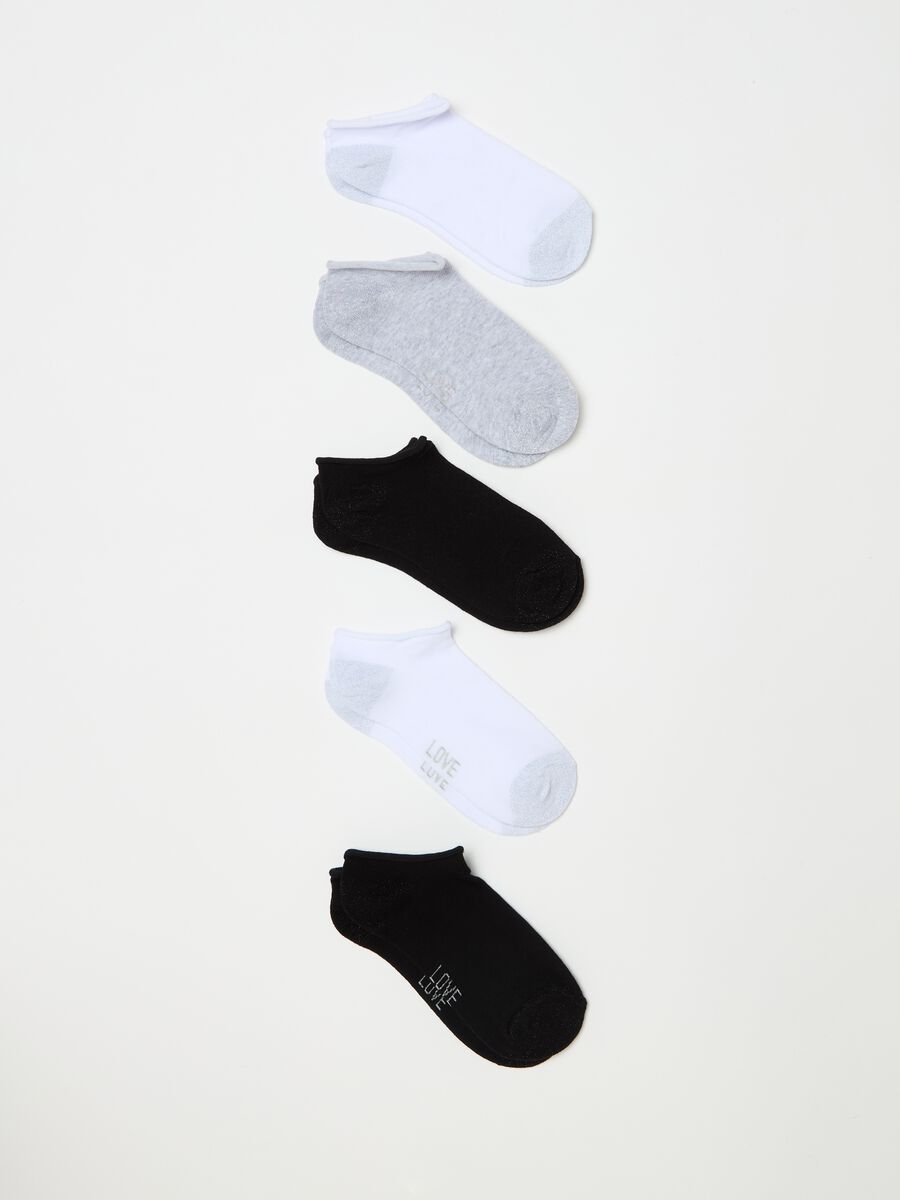 Five-pair pack shoe liners in organic cotton with lurex_0