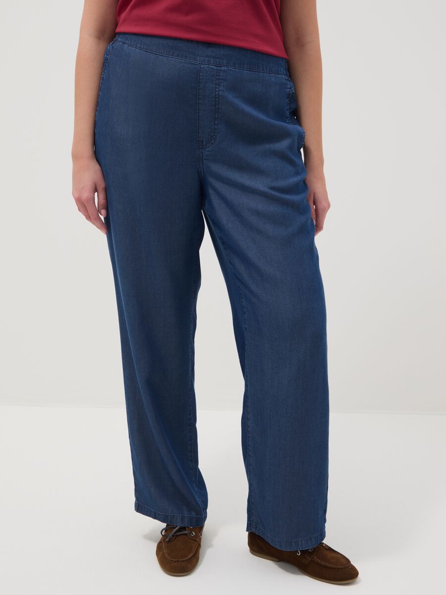 Pantaloni jogger in puro lyocell blu regular fit_1