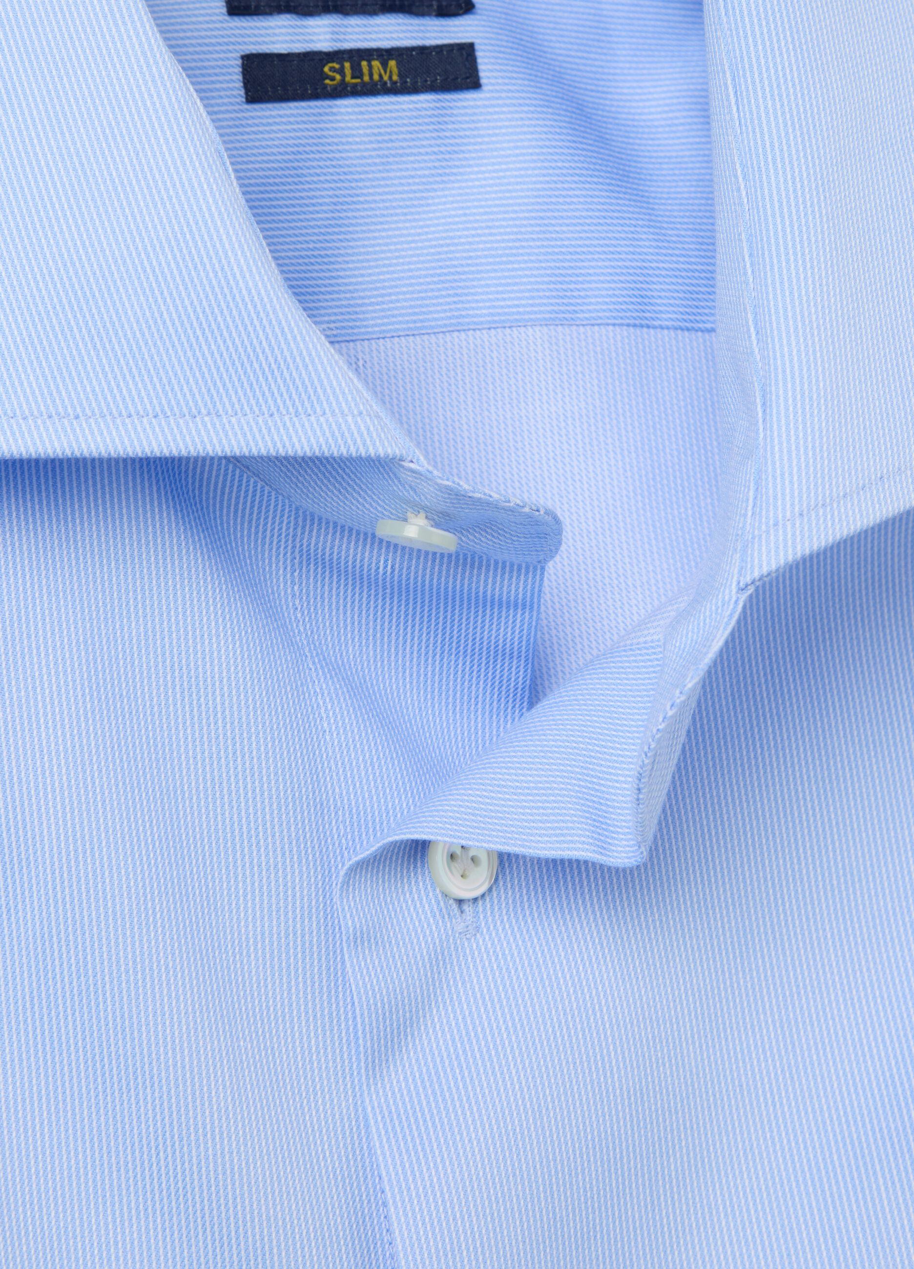Camicia da uomo in puro cotone azzurra slim fit