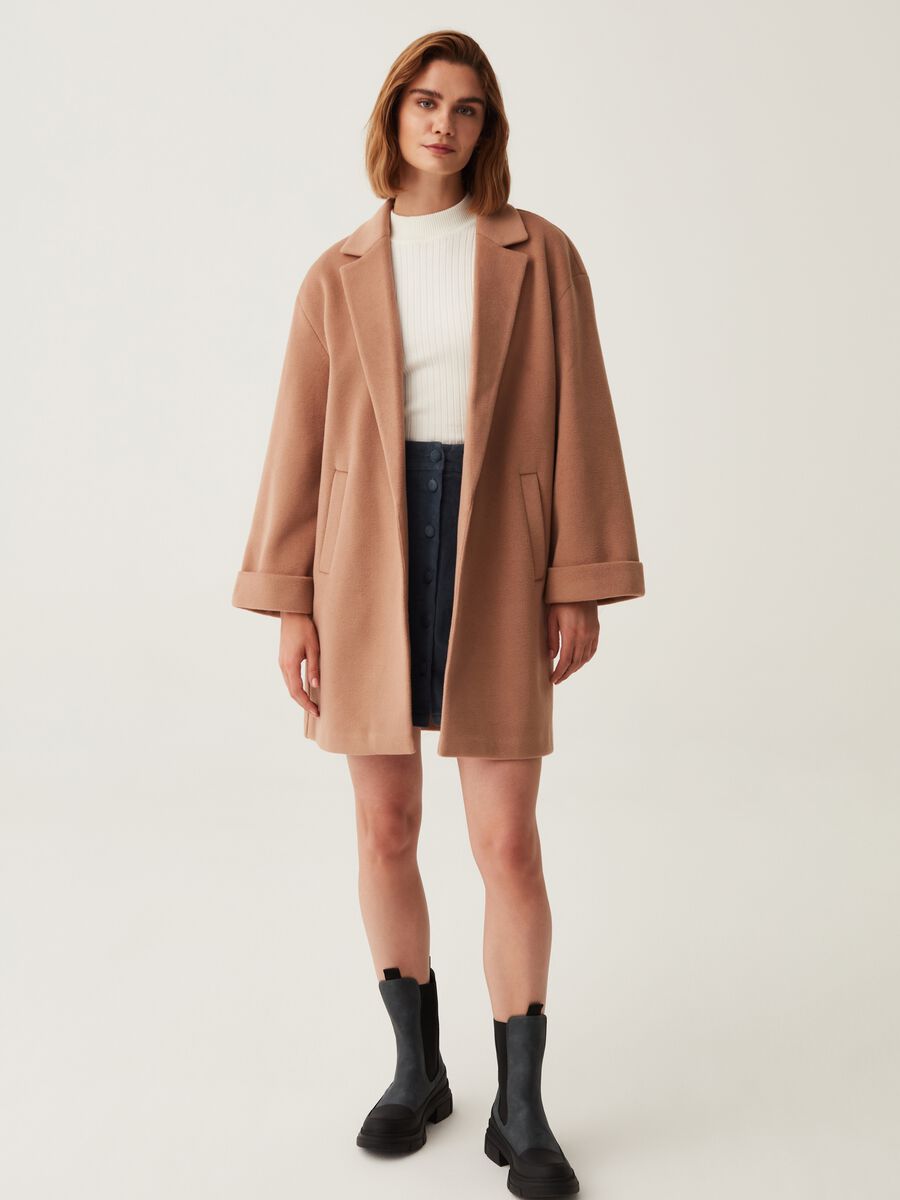 Cappotto lungo aperto in panno_0