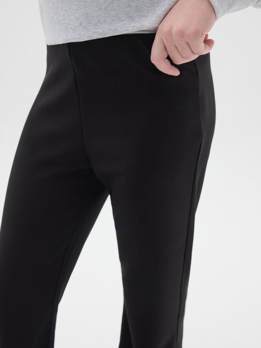 Girls' black flare leggings in stretch blend_2
