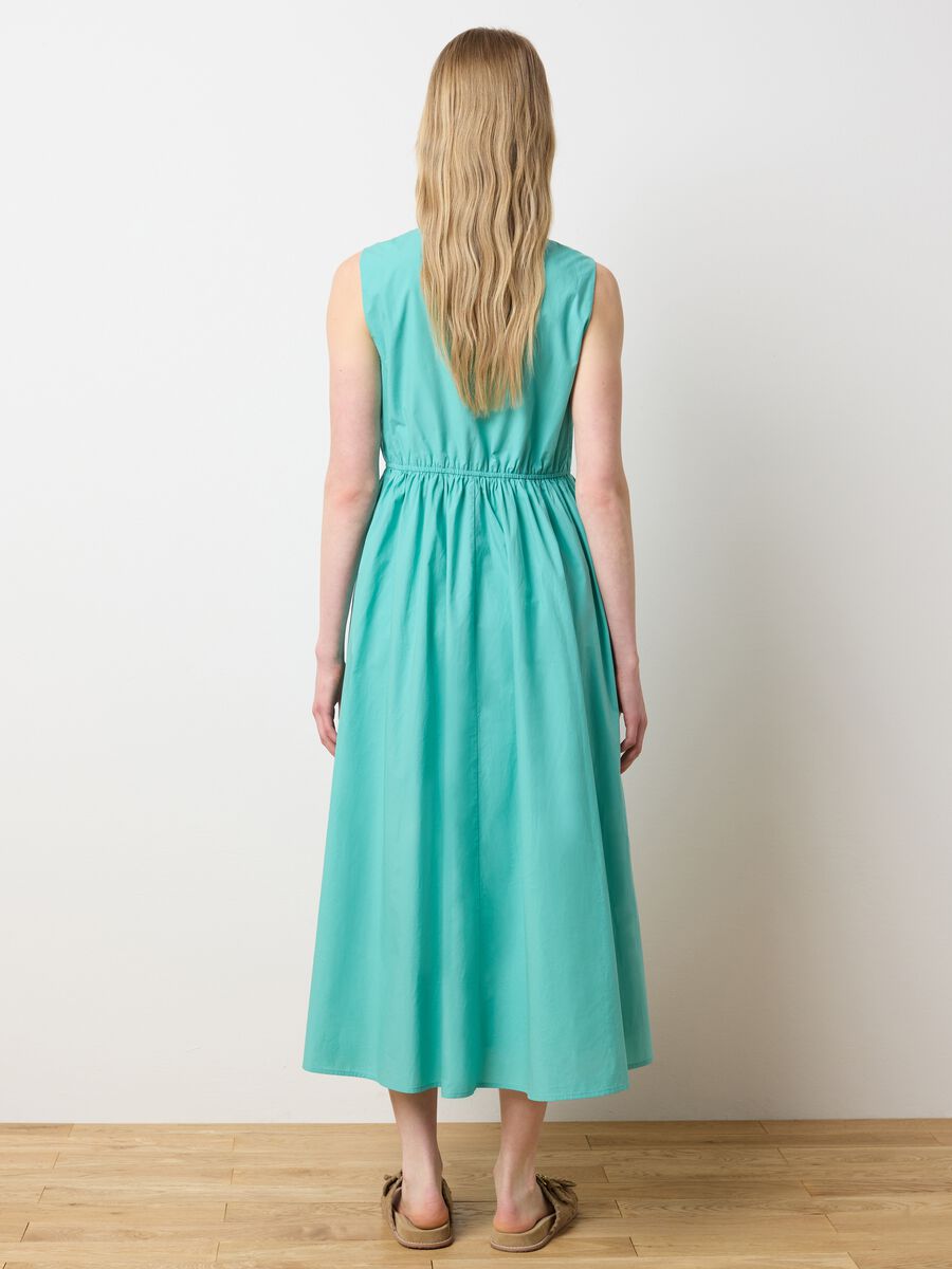 Women's long green pure cotton dress regular fit_3