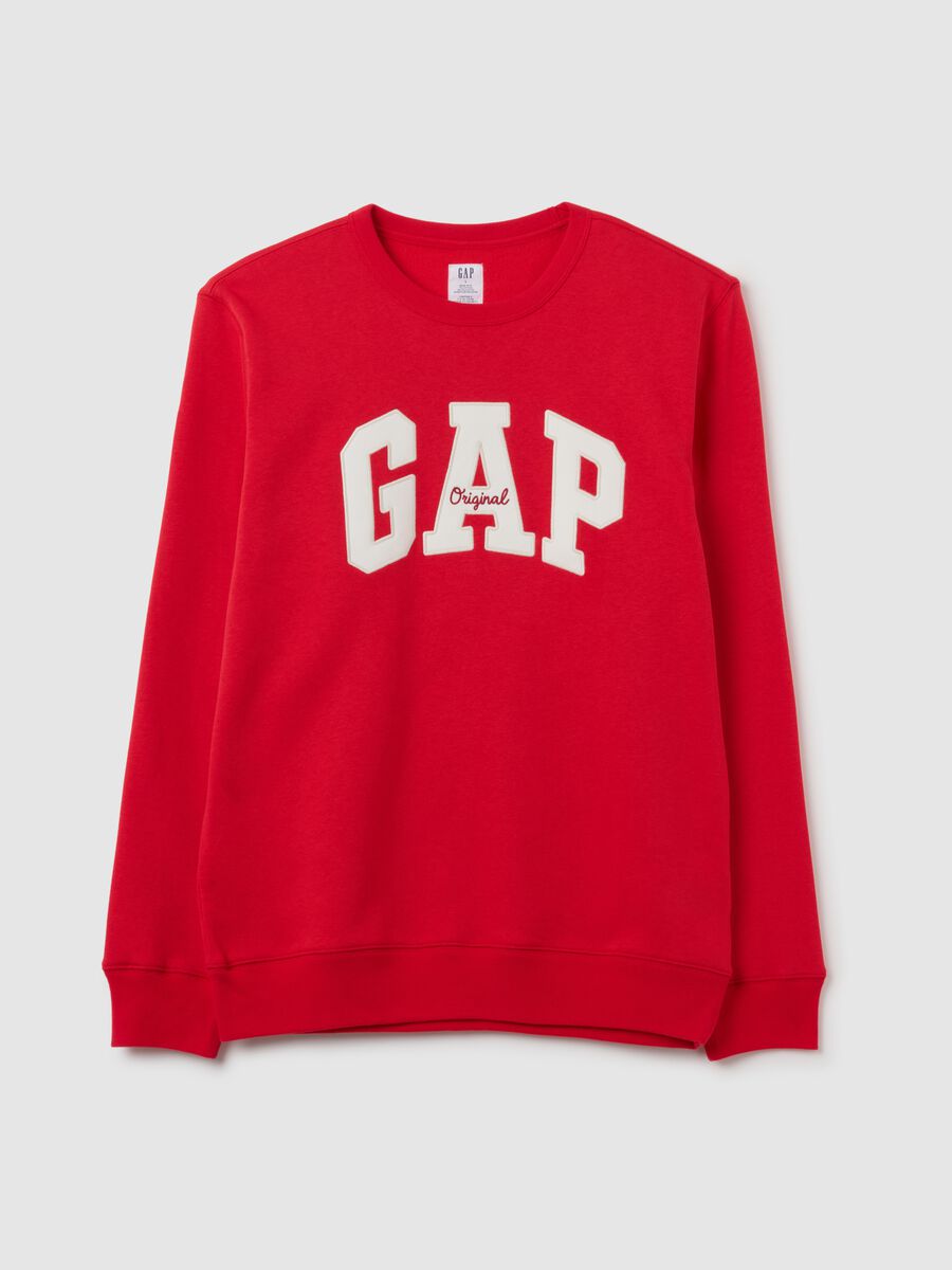 Round-neck sweatshirt with logo patch and embroidery_1