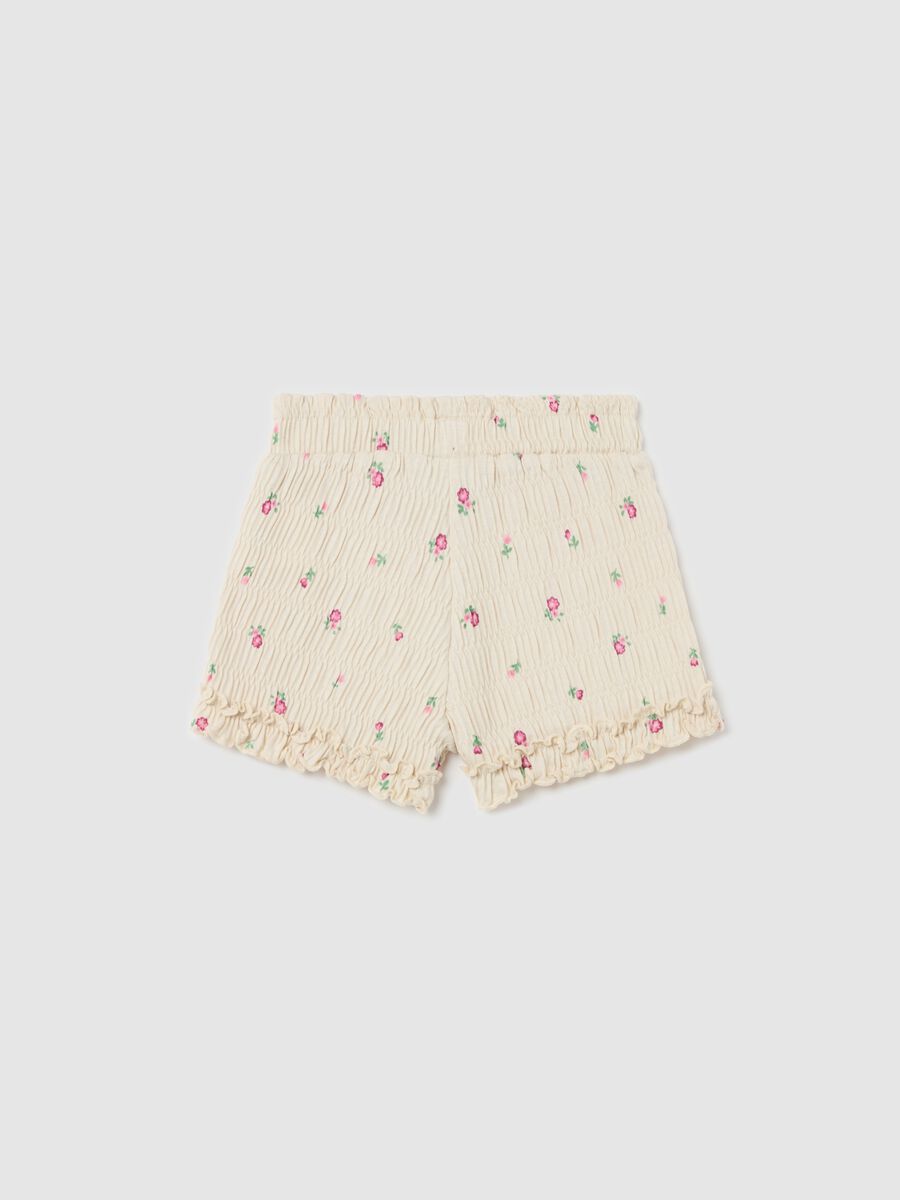 Cotton and modal shorts with flowers print_1