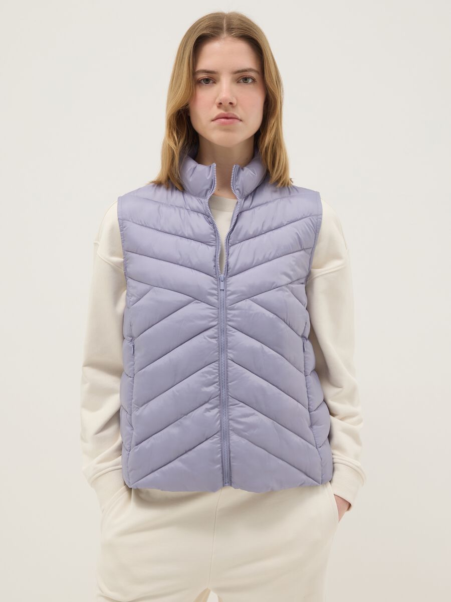 Gilet imbottito viola regular fit con zip_0