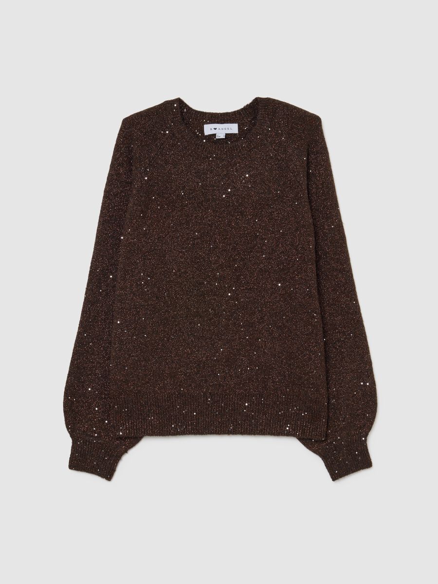Brown oversized sweater with round neckline_4