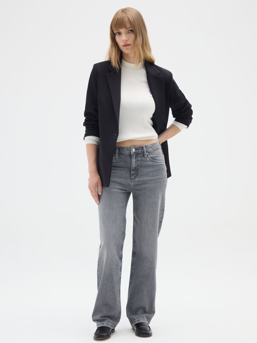 Grey Stretch Regular Waist Jeans_0