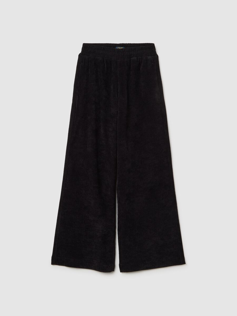 Pantaloni neri da ragazza in velluto a coste relaxed fit_3