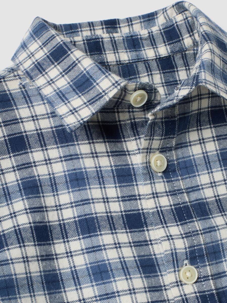 Camicia blu a quadri in puro cotone regular fit_2