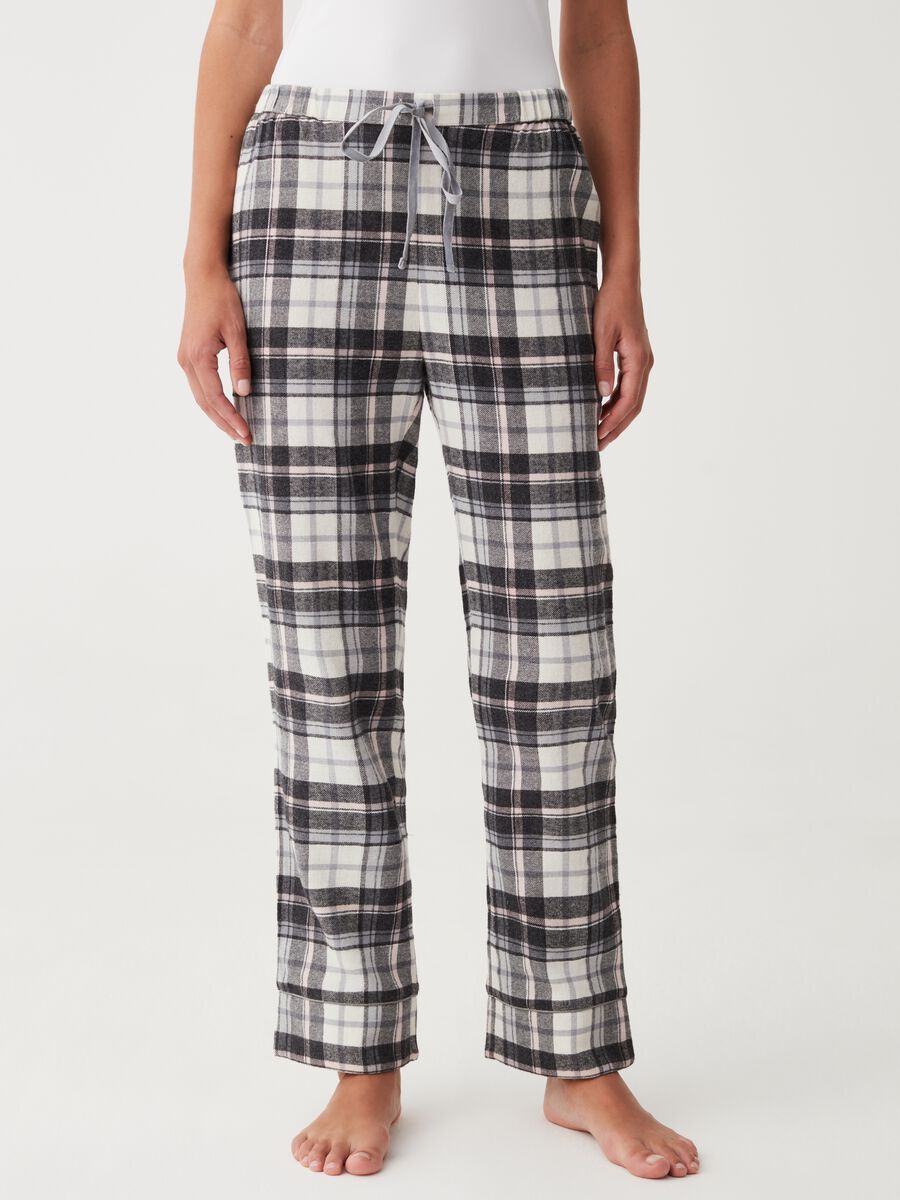 Pantalone pigiama scozzese con lurex_1